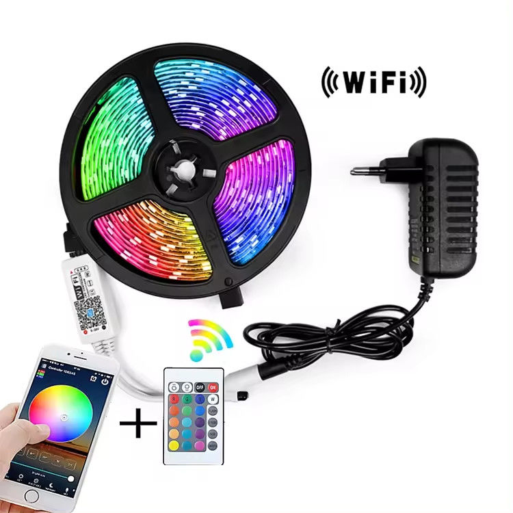 5 متری 150 LEDs TV backlight led strip DC5V کنترل از راه دور 24 کلید SMD5050 RGB Strip Tira پورت USB Strip LED انعطاف پذیر