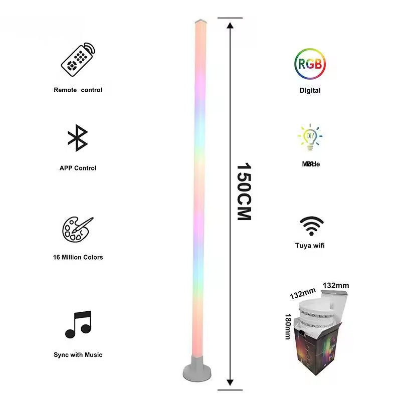 چراغ کف گوشه ای RGB LED فعال با صدا USB اتاق بازی دفتر کنترل از راه دور وای فای / IR