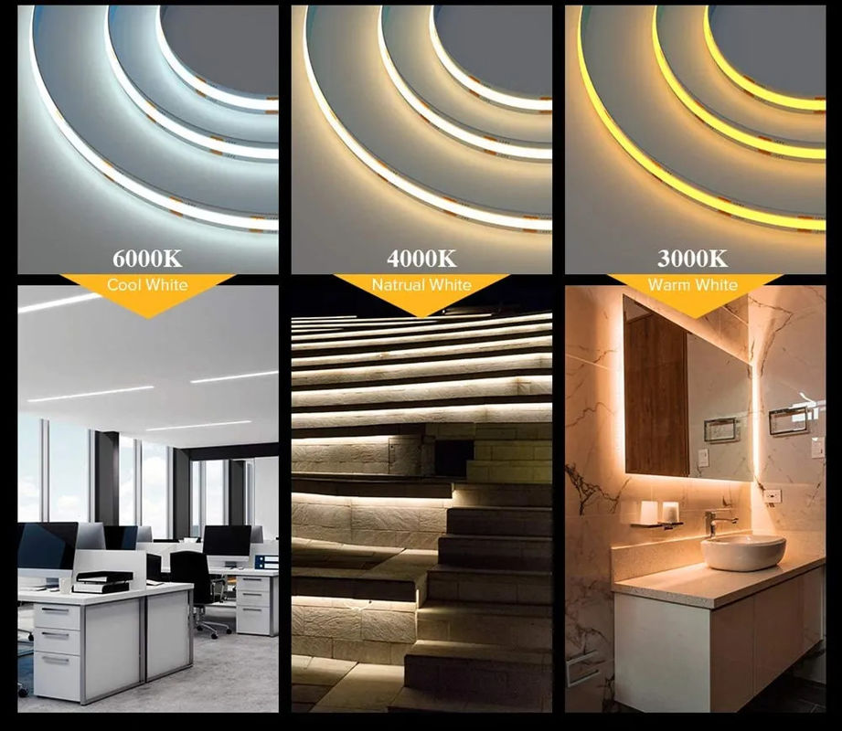 فروش داغ 480leds 12W / M Dimmable IP20 90Ra COB LED Strip ولتاژ ورودی 12V/24V