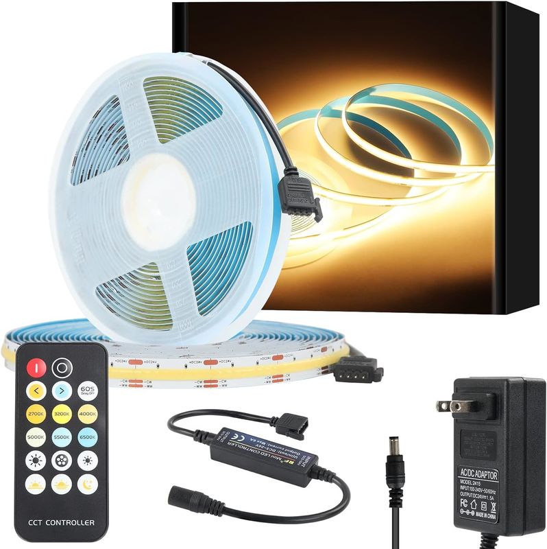 COB چراغ های نوار LED CCT (2700K-6500K قابل تنظیم) 2M 560LEDs / m CRI90 کیت نور نوار LED با بسته بندی جعبه نوار LED برای خانه