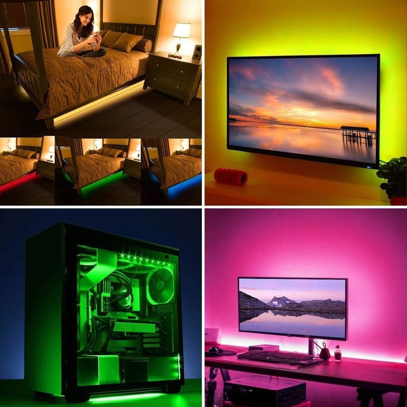120 درجه زاویه پرتو RGB LED Strip 5M SMD5050 24 کلید کنترل کننده IR Strip Dimmable