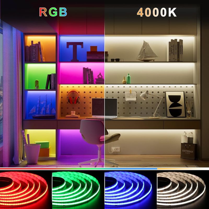نوار LED RGBW COB 19W با 784 LED در هر متر IP20 و کنترل DMX512/RF / Bluetooth / WiFi