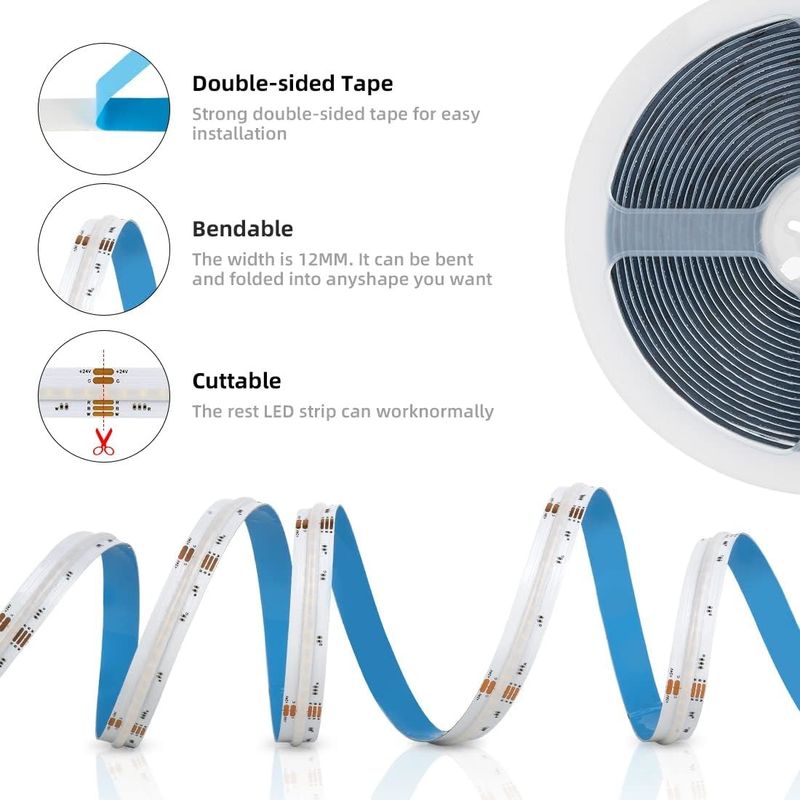 784 ال ای دی/م RGBW Chip COB LED Strips Dimmable -20°C تا 60°C DC ولتاژ ورودی 24V