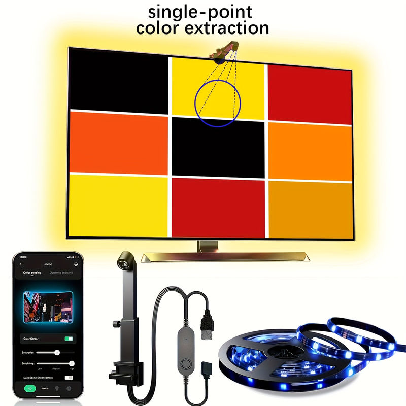 دکوراسیون خانه 3.8M 5M USB IP20 تلویزیون LED Backlights با موسیقی WIFI TUYA Smart Home APP Control