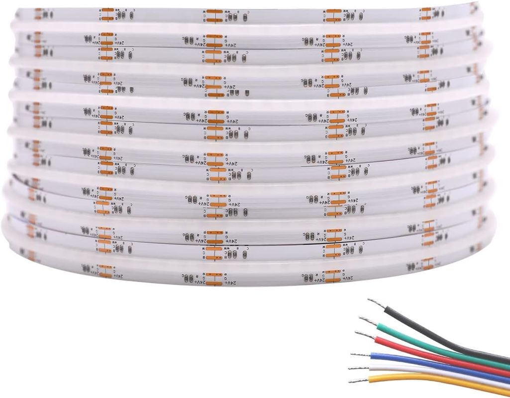 چراغ های نوار LED انعطاف پذیر 21W / M Dimmable COB RGBCCT 5M رول 35.71mm برش