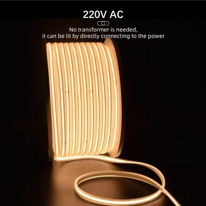 288 LED ولتاژ بالا 110V 220V انعطاف پذیر COB چراغ نوار LED 2700K 3000K 4000K 6000K