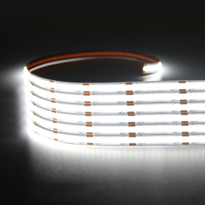 320leds/m LED COB نوار انعطاف پذیر DC24V 12V 5m 10W برای روشنایی چشم انداز -25 50C CRI 90