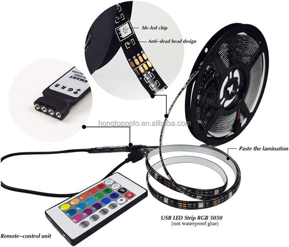 نوار LED هوشمند برای تزئینات 12 ولت 5 ولت USB کنترل موسیقی همگام سازی و RGB دمای رنگ