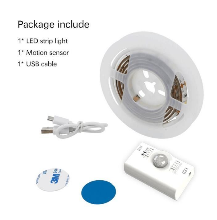 SMD2835 چراغ نوار LED با سنسور حرکت 1m طول USB قابل شارژ مجدد حالت روز و شب