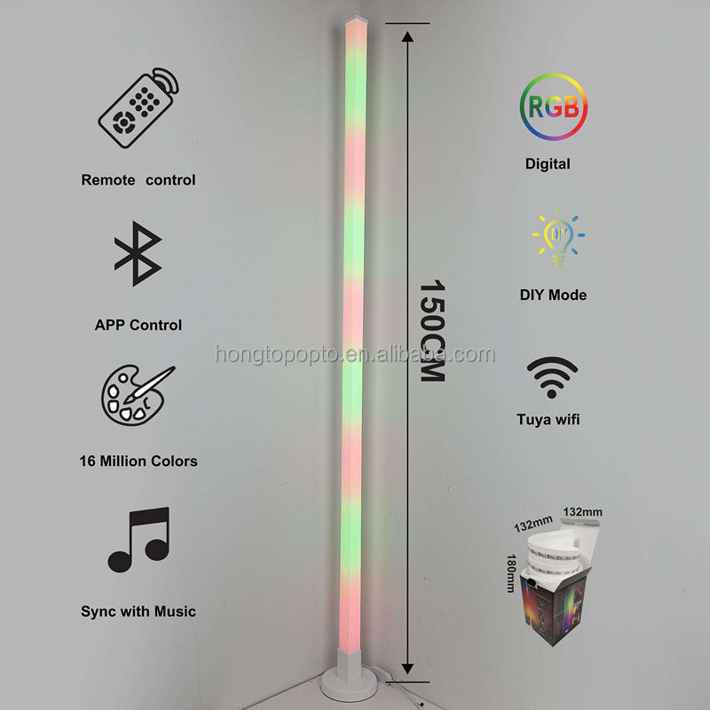 چراغ گوشه ای هوشمند کنترل شده RGB تنظیم شده برای تزئینات تعطیلات در طراحی ساده