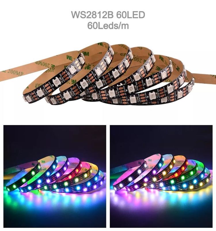 ضد آب 12V ws2812 ws2811 نوار LED 60LEDs برای رنگ جادویی تزئینات RGB CRI Ra 80