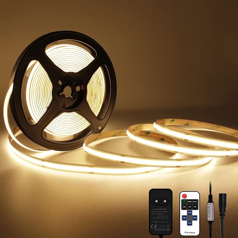 سفارشی انعطاف پذیر 320 480 LEDs Dc 5v 10000 لومن گرم سفید Rgb Fcob Cct Cob LED Strip Light انبار