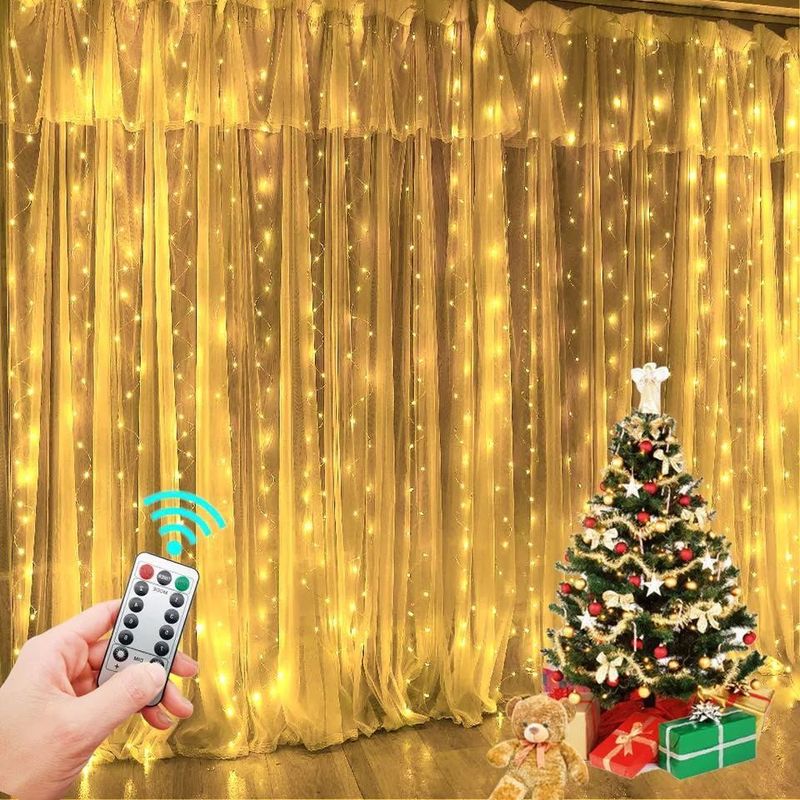 3500K روشنایی پرده LED سفید گرم برای دکوراسیون اتاق خواب 3x2.4m 240d USB Power Modes