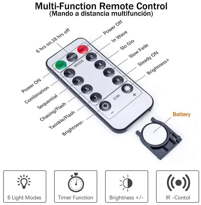 3500K روشنایی پرده LED سفید گرم برای دکوراسیون اتاق خواب 3x2.4m 240d USB Power Modes