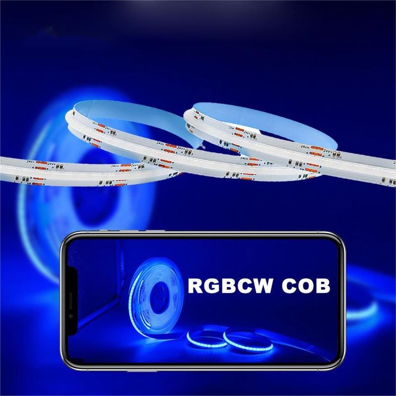 نوار ال ای دی 5m/lot Smd 320 384 840leds/m ضد آب انعطاف پذیر Cob Led Strip Dc 24v Ra90 RGBCCT 3000k 4000k 6000k