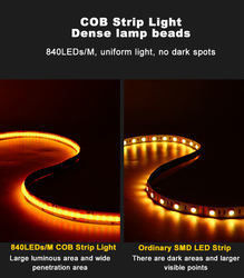 نوار ال ای دی 5m/lot Smd 320 384 840leds/m ضد آب انعطاف پذیر Cob Led Strip Dc 24v Ra90 RGBCCT 3000k 4000k 6000k