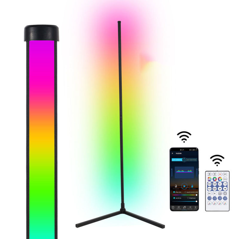 چراغ کف تزئینی با تغییر رنگ RGB و سایه شیشه ای فلزی
