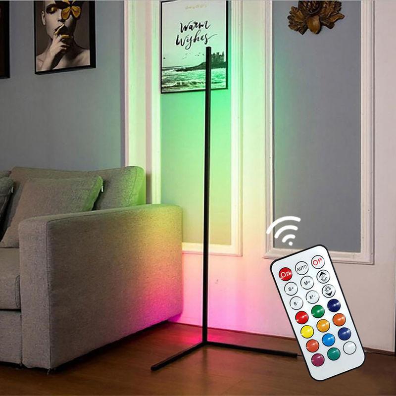 چراغ کف تزئینی با تغییر رنگ RGB و سایه شیشه ای فلزی