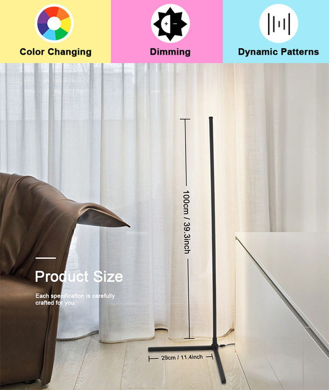 چراغ کف تزئینی با تغییر رنگ RGB و سایه شیشه ای فلزی