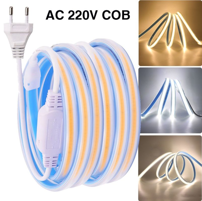 280LEDs / متر 12v 24v 220v Rgbw Cob Light Strip Cob Led Strip طول 50 متر / رول