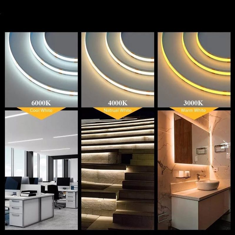 280LEDs / متر 12v 24v 220v Rgbw Cob Light Strip Cob Led Strip طول 50 متر / رول