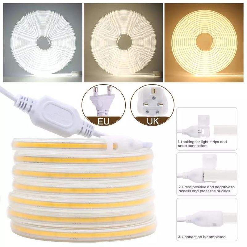 280LEDs / متر 12v 24v 220v Rgbw Cob Light Strip Cob Led Strip طول 50 متر / رول