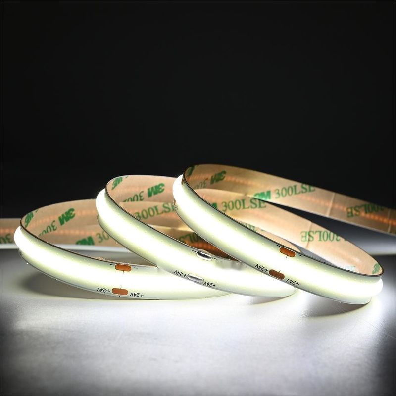 10m / رول خطوط دوگانه 600leds 12v 24v Ra80 12mm انعطاف پذیر COB LED لامپ نوار انعطاف پذیر