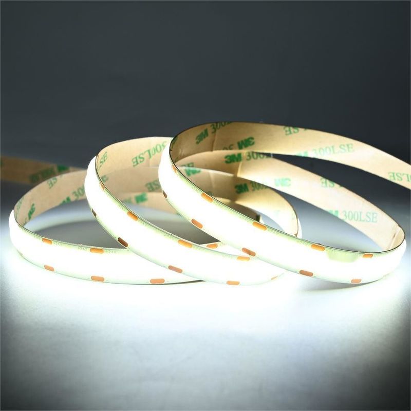 10m / رول خطوط دوگانه 600leds 12v 24v Ra80 12mm انعطاف پذیر COB LED لامپ نوار انعطاف پذیر