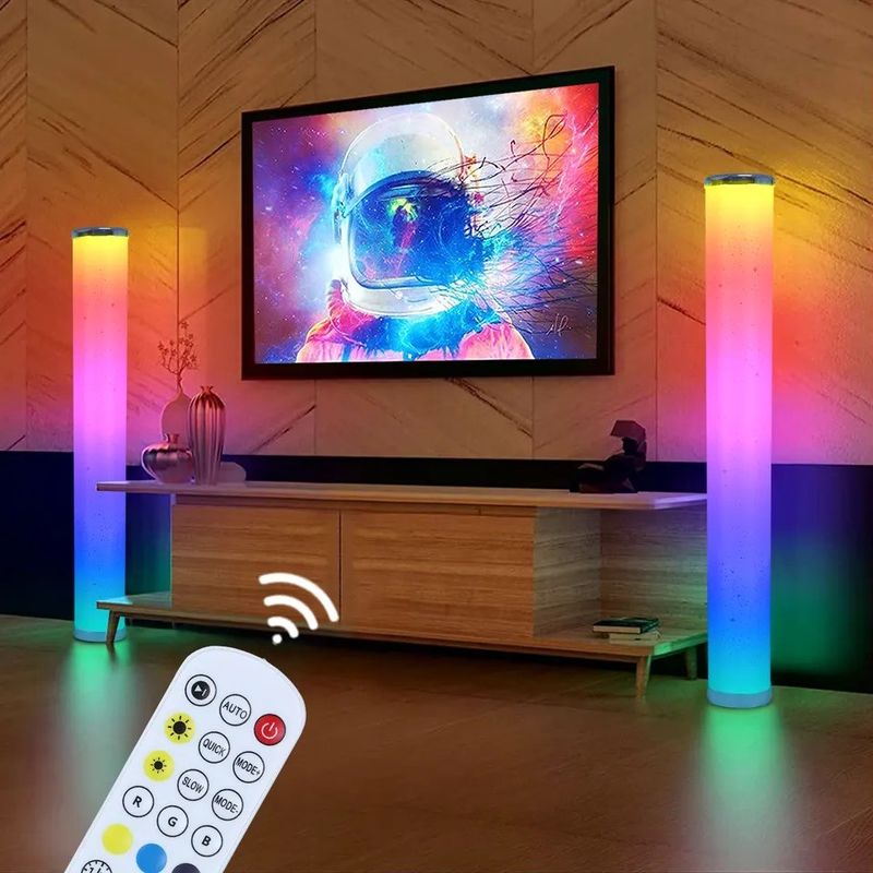 2024 سیلندری مدرن RGB رنگی LED محیط روشنایی اپلیکیشن هوا هوشمند چراغ کف