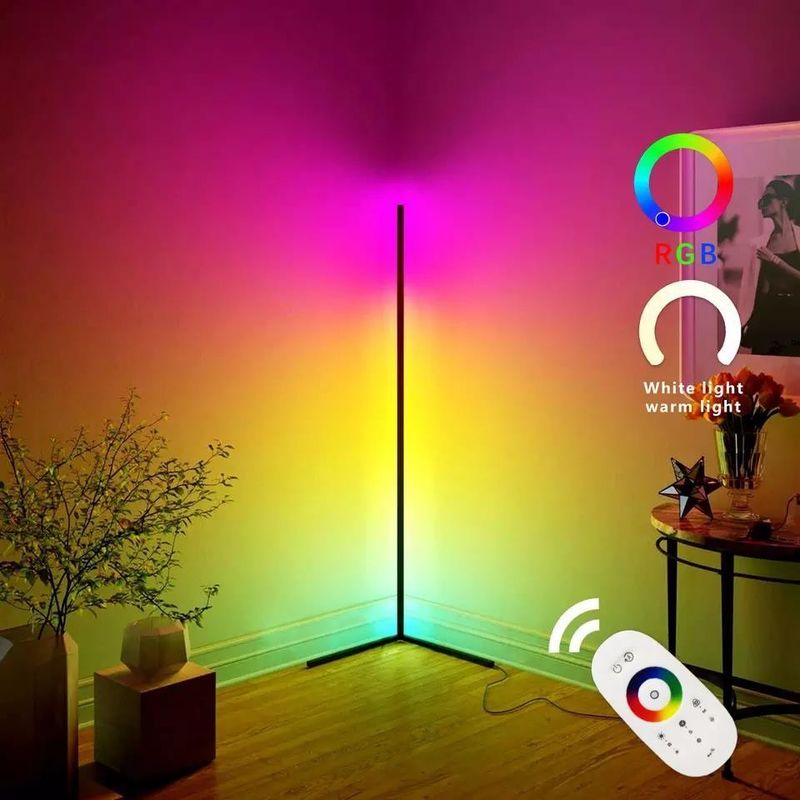 لامپ های بازی اتاق نشیمن محیط روشنایی محیط روشنایی Rgb دکوراسیون خانه. هتل. روشنایی چراغ کف گوشه ای LED ایستاده