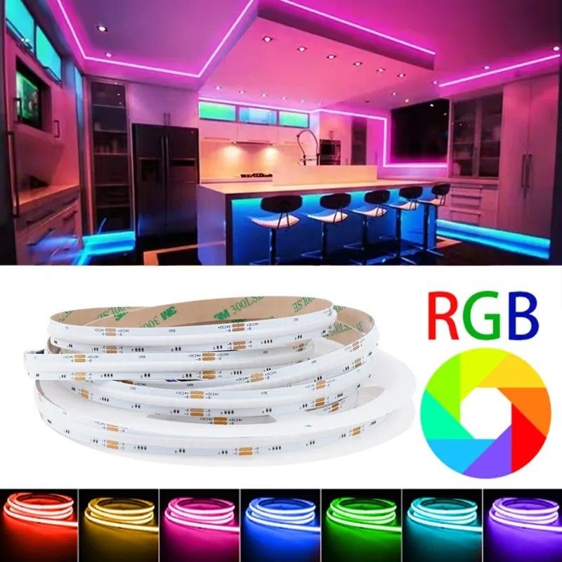 لامپ جریان نور lm 1000 24V 576leds / متر RGB COB LED نوار نور نرم مستقیم خوب