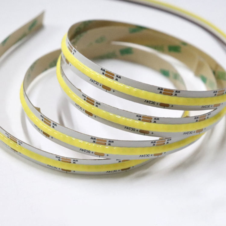IP20 100lm 10W 24V FCOB تنظیم پذیر سفید RA90 560LEDS COB LED Strip PCB ضخیم تر با دام