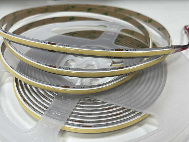 IP20 100lm 10W 24V FCOB تنظیم پذیر سفید RA90 560LEDS COB LED Strip PCB ضخیم تر با دام