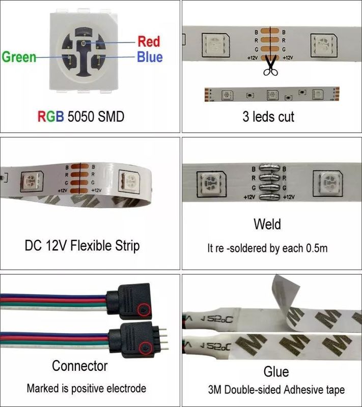 12 ولت 5 ولت 2835 5050 RGB WIFI Tuya Smart LED Light Strips Sync موسیقی برای دکوراسیون خانه هوشمند