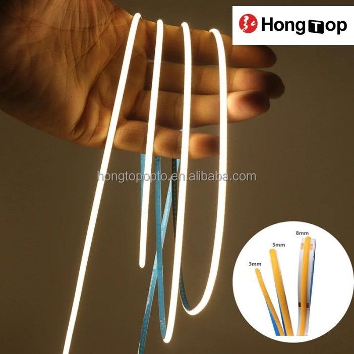 لامپ کارایی نور 90lm / w 1000lm Super Narrow COB LED Strip Lights 3mm 400LEDs / m