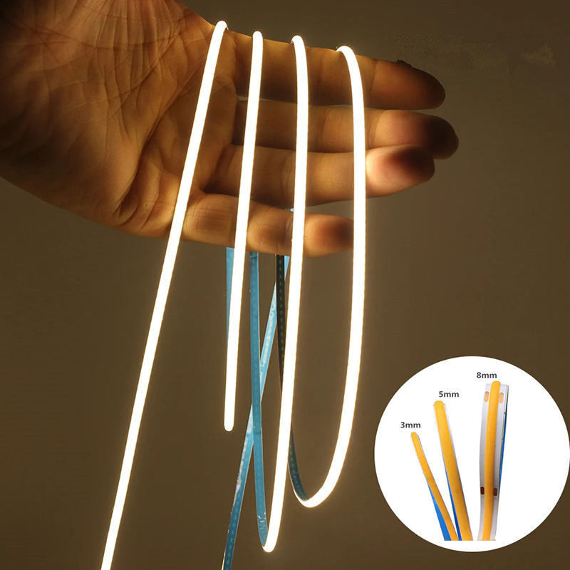 روشنایی داخلی نوار LED COB سفید گرم 8mm عرض با مواد FPC LED مقاومت
