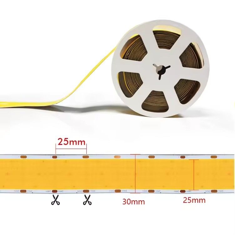 نوار LED COB فوق العاده گسترده 30mm 1600چیپ 40W / M 2700k 3000k 6500k DC24V برای پروژه سقف