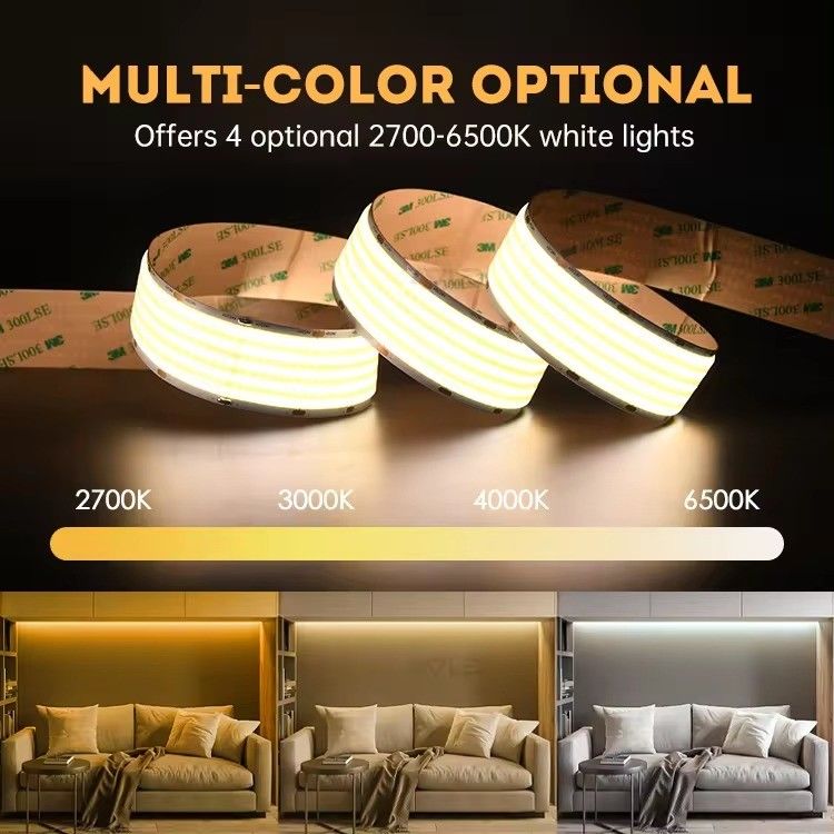 1600LEDs/m COB LED Strip Light برای تزئین منظره 30mm PCB 40W/m وزن 0.05kg
