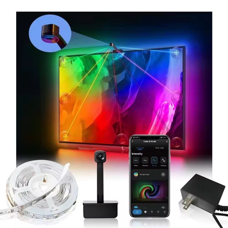 نوع LED Smd5050 LED Chip Atmosphere 16.4ft LED Strip Sync to Screen Music برای گوگل تی وی
