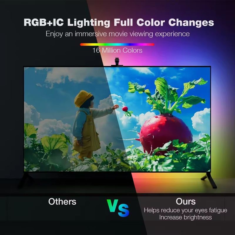 RGB Decor Bar LED Smart TV Backlight Strips Light با دوربین IP20 3.8m 12V برای تلویزیون
