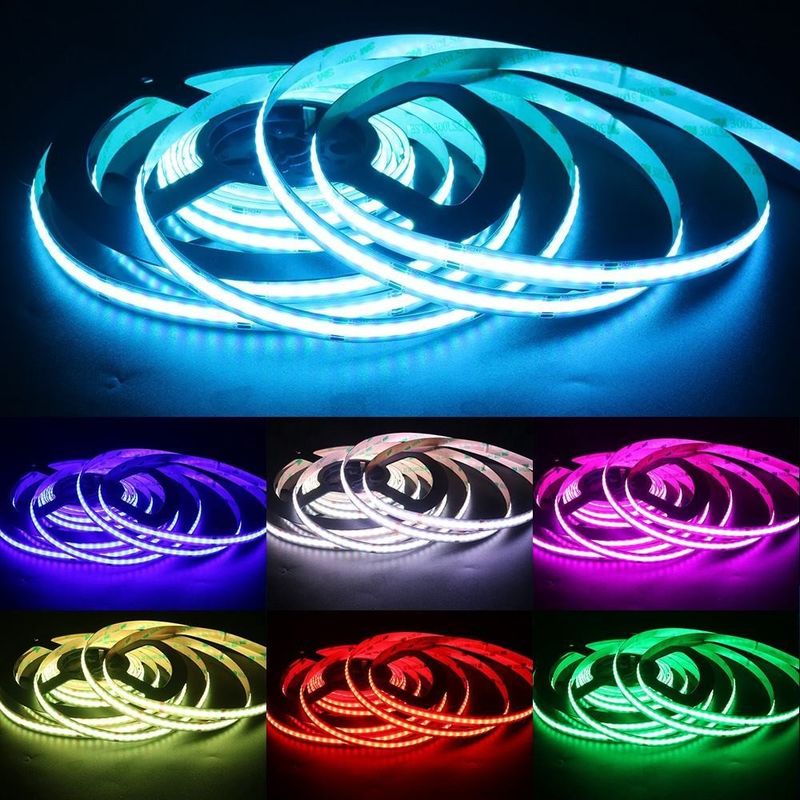 756led RGB 10mm Wide COB LED Strip Light پشتیبانی مستقیم کمر و دامنه ولتاژ گسترده