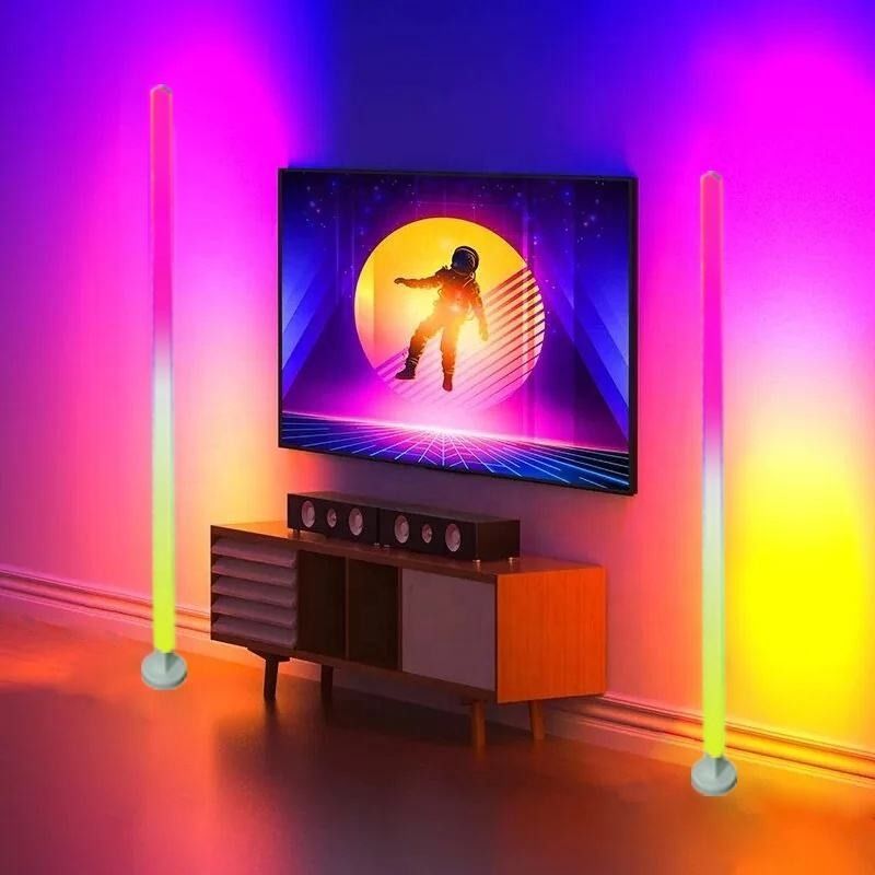 مواد بدن لامپ ABS 5V DC Input RGBIC Corner Standing Lamp App چراغ های هوشمند خانه