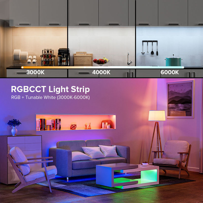 50000 ساعت طول عمر RGBCCT COB چراغ نوار LED برای اتاق نشیمن و اتاق خواب