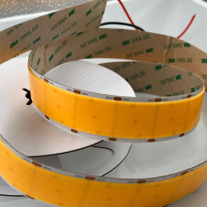 سیم نوار مس کمر قابل تغییر انعطاف پذیر Cob Led Strip چگالی بالا 1600leds Per Meter 3500K Ra 90 0.3kg 24v 30mm عرض