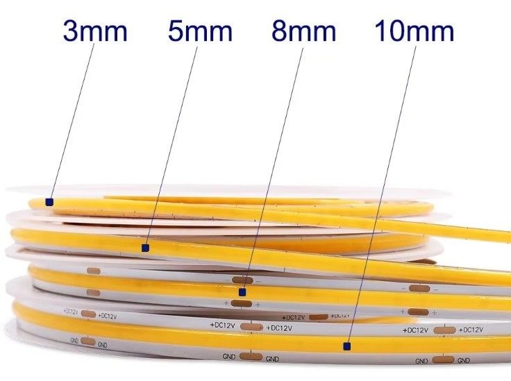 DC 12V 24V 5V Ultra Narrow 3mm Dotless COB LED Strip Light برای روشنایی انعطاف پذیر